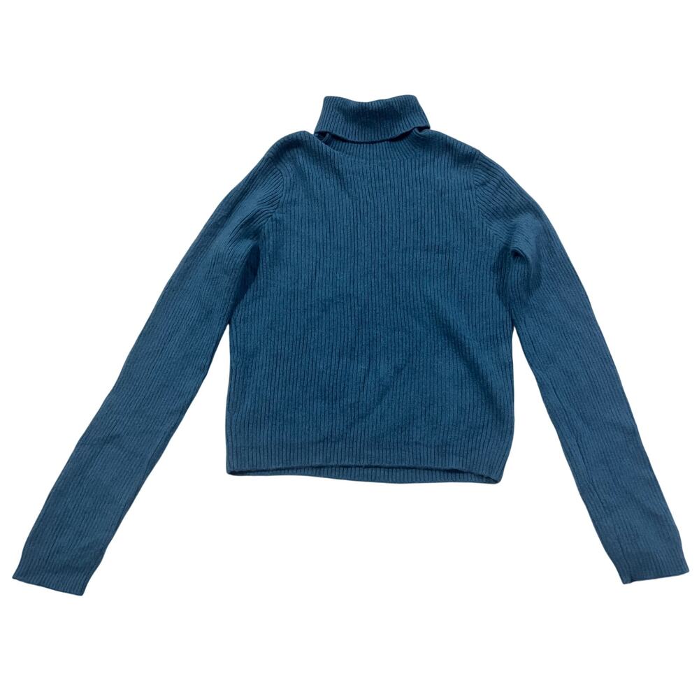 NAADAM Womens Small 100% Cashmere Turtleneck Sweater Ribbed Knit Teal Blue S
